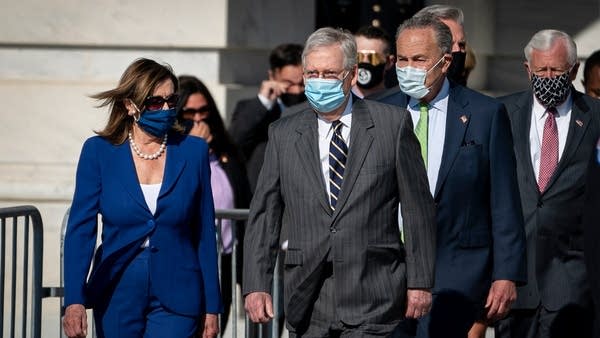 House Speaker Nancy Pelosi and Senate Majority Leader Mitch McConnell after the funeral of Rep. John Lewis in Washington, D.C. 