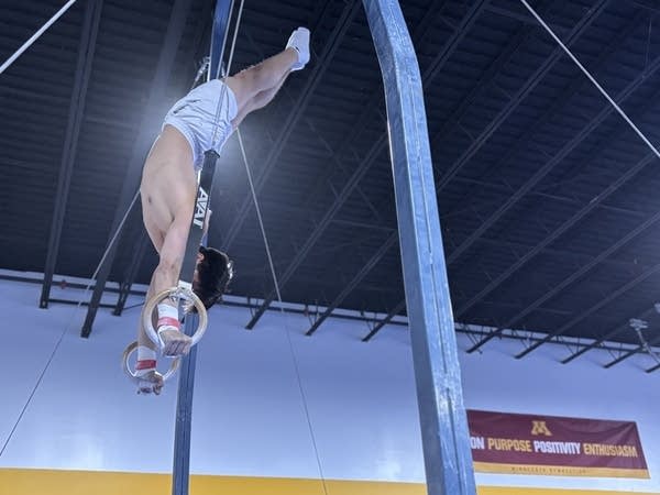 A gymnast on the rings