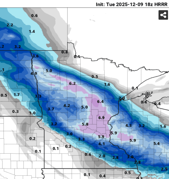 NOAA HRRR snowfall output