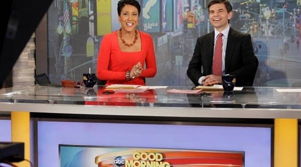 Robin Roberts and George Stephanopoulos host "Good Morning America." The show broke the ratings streak of rival "Today" this week after 16 years.