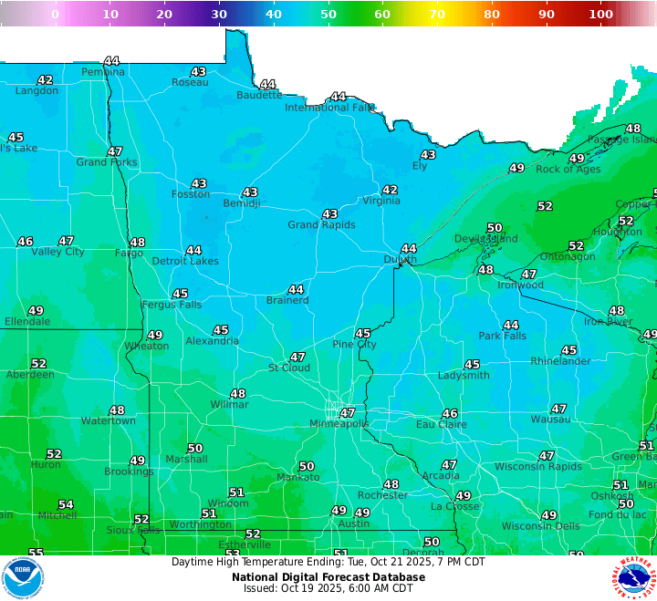 Tuesday's highs