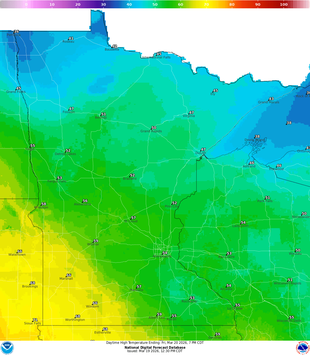 Highs for Friday