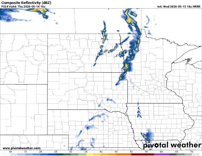 Forecast precipitation Thursday 1 p.m. to midnight