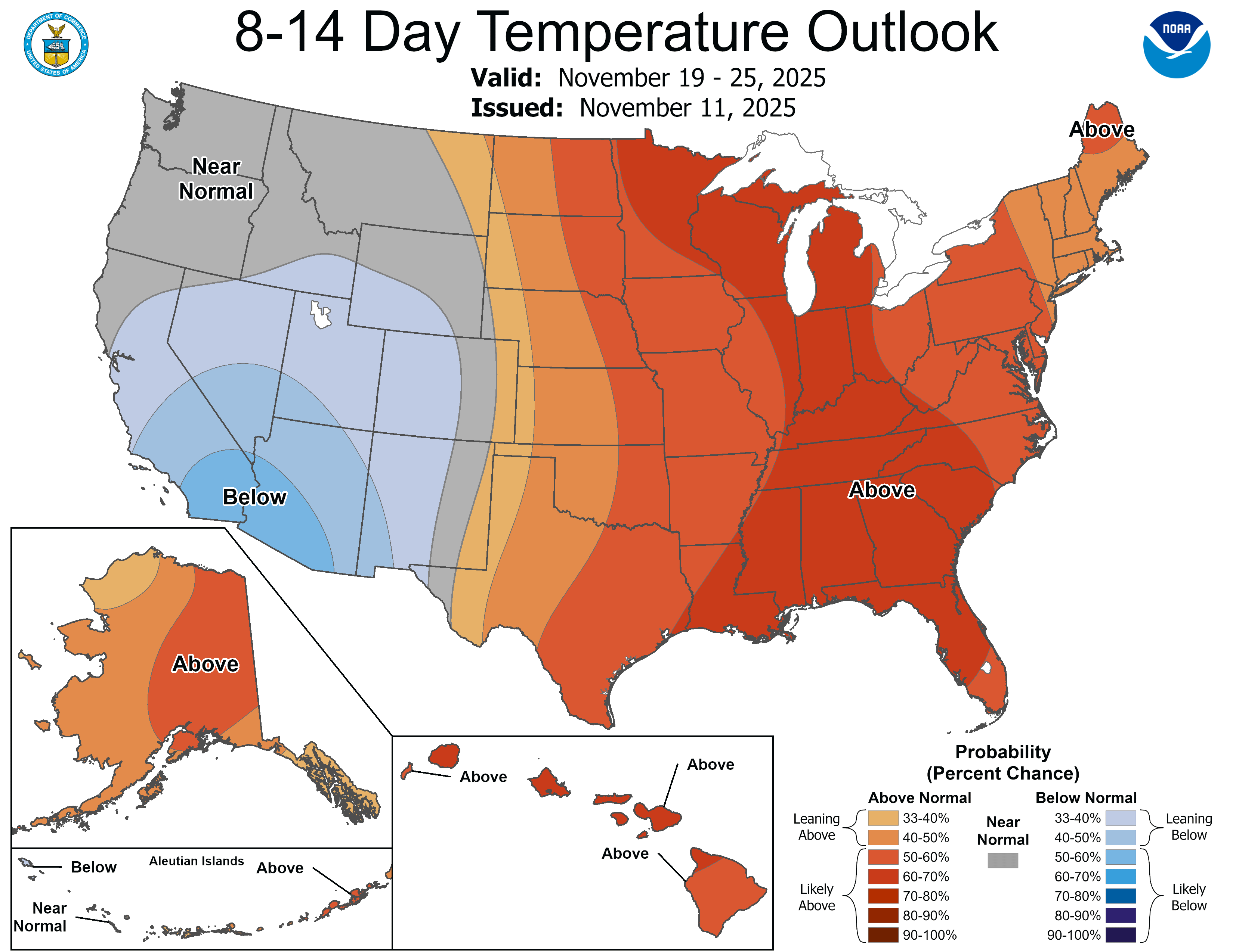 NOAA 8 to 14-day temperature outlook