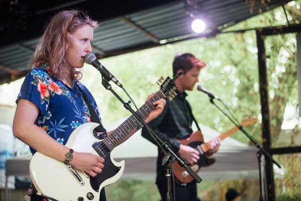 Kerry Alexander and Chris Hoge of Bad Bad Hats perform at The Current Day Party at Barracuda in Austin, Texas, on Friday, March 15, 2019, during the SXSW music festival.