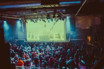 Crowd waiting in front of stage