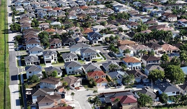  An view of single-family homes in Miami, Florida.