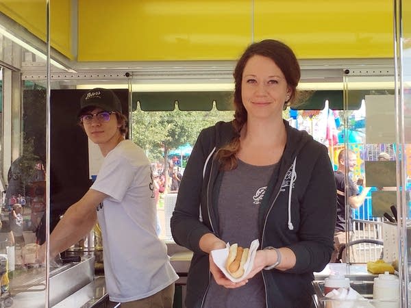 Norah McArdell in the Peters Hot Dogs booth