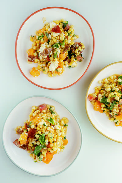 Corn & Heirloom Tomato Salad with Honey-Herb Vinaigrette