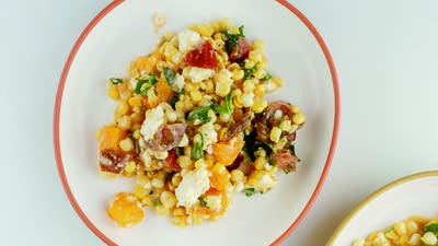Corn & Heirloom Tomato Salad with Honey-Herb Vinaigrette