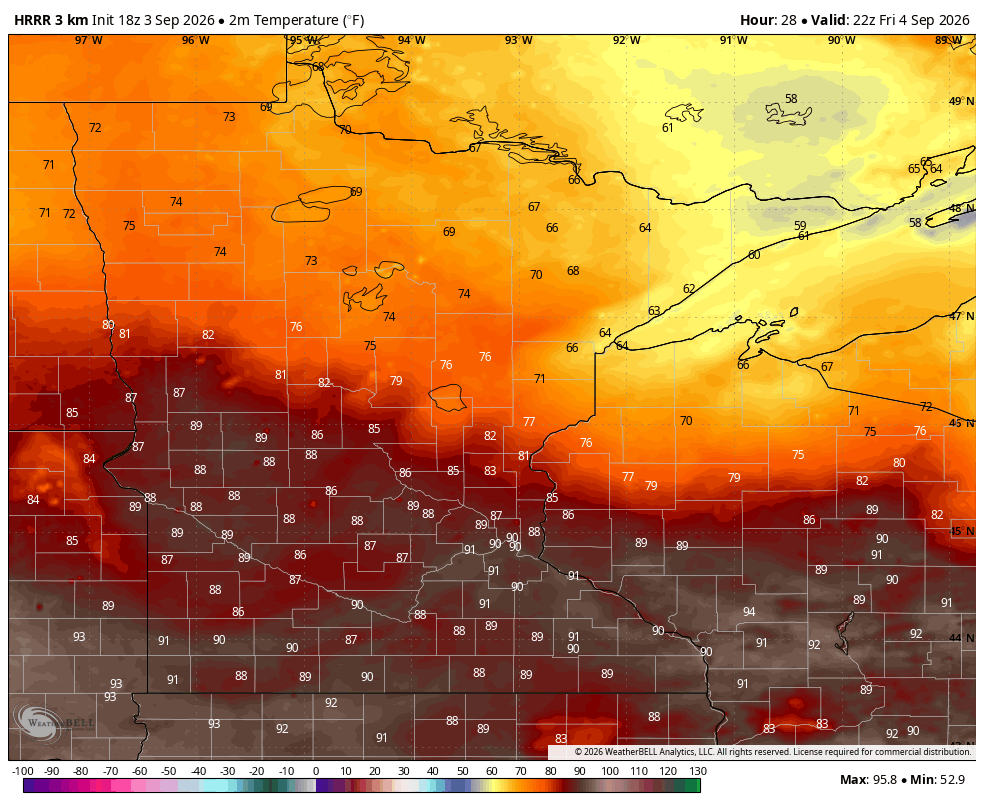 High temps Friday