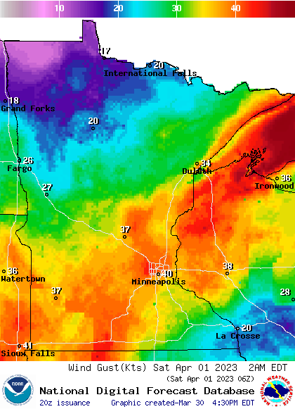 Forecast wind gusts 