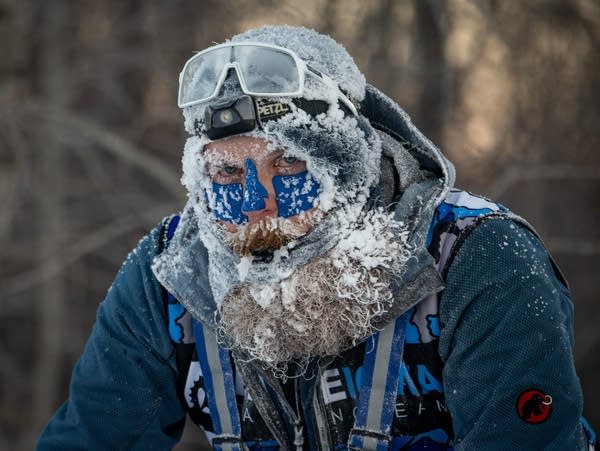 A frost covered athlete