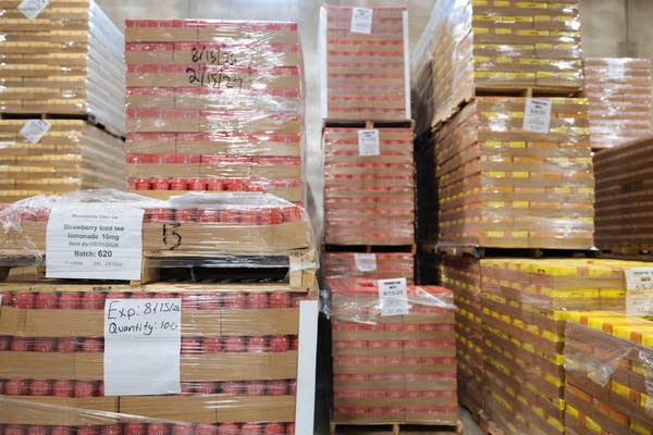Beverages sit on pallets