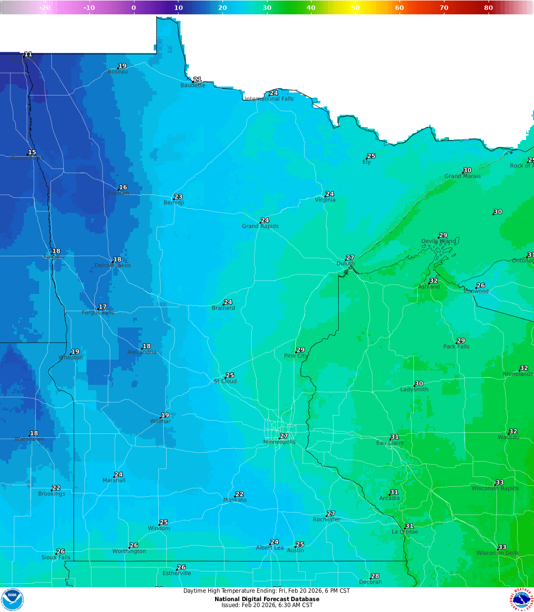 Highs for Friday