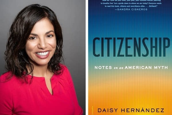 A side by side of an author and her book cover.