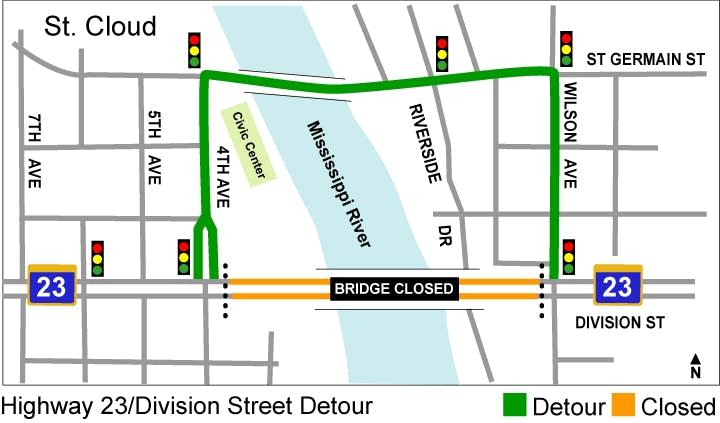 Division St. bridge closure map