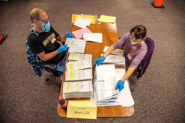 Election workers at Milwaukee's central count facility