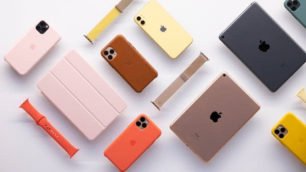 Smartphones involve mining dozens of rare earth minerals. Above, iPhone 11s are displayed inside the Apple Store on Fifth Avenue in New York City.