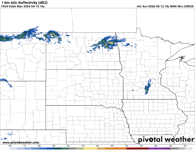 Forecast precipitation Monday 1 p.m. to midnight