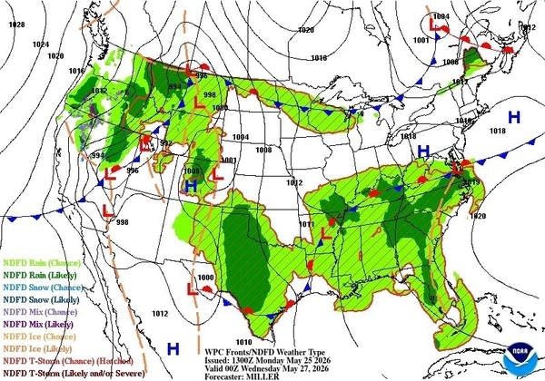 US surface weather map