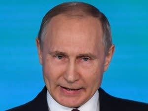 Russian President Vladimir Putin addresses the Federal Assembly.