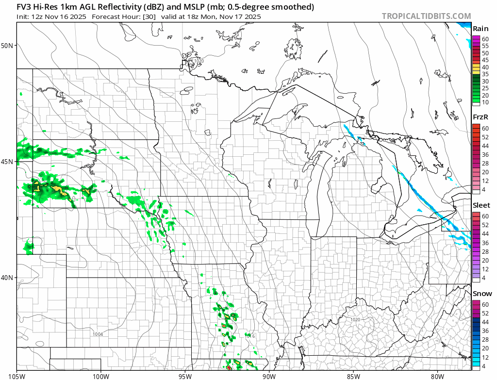 Forecast precipitation Monday 12 p.m. to Tuesday 12 p.m.
