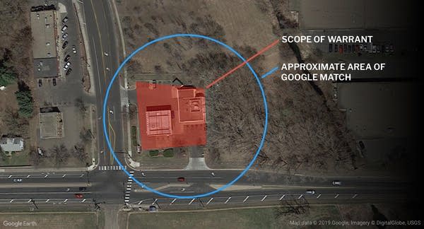 The reduced accuracy of Google’s data placing a cellphone near the scene