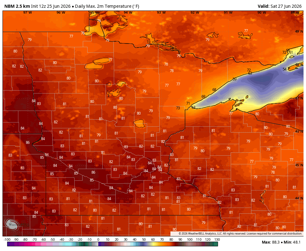 Tomorrow's high temps
