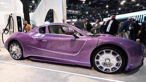 A Hispano Suiza Carmen Boulogne electric super car at CES on Jan. 6. 