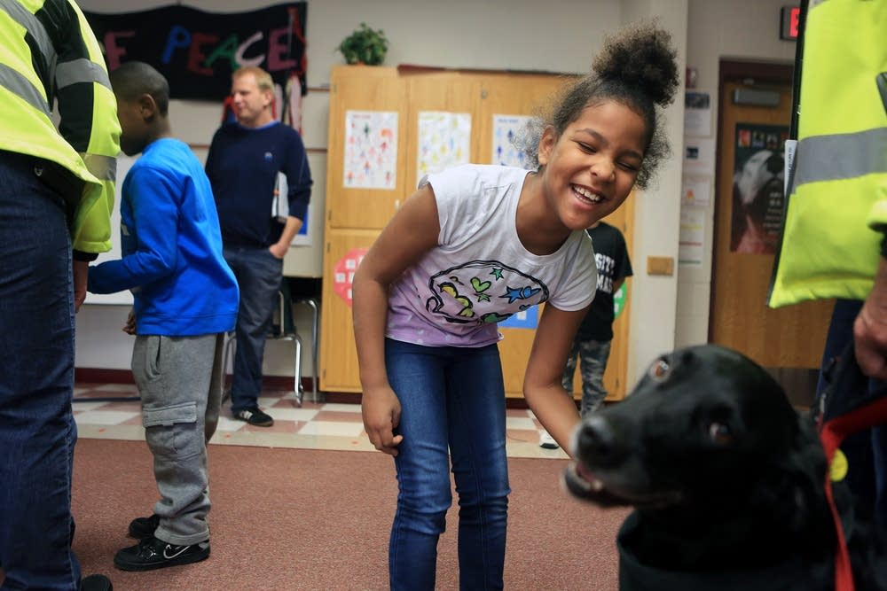 Therapy dog meeting