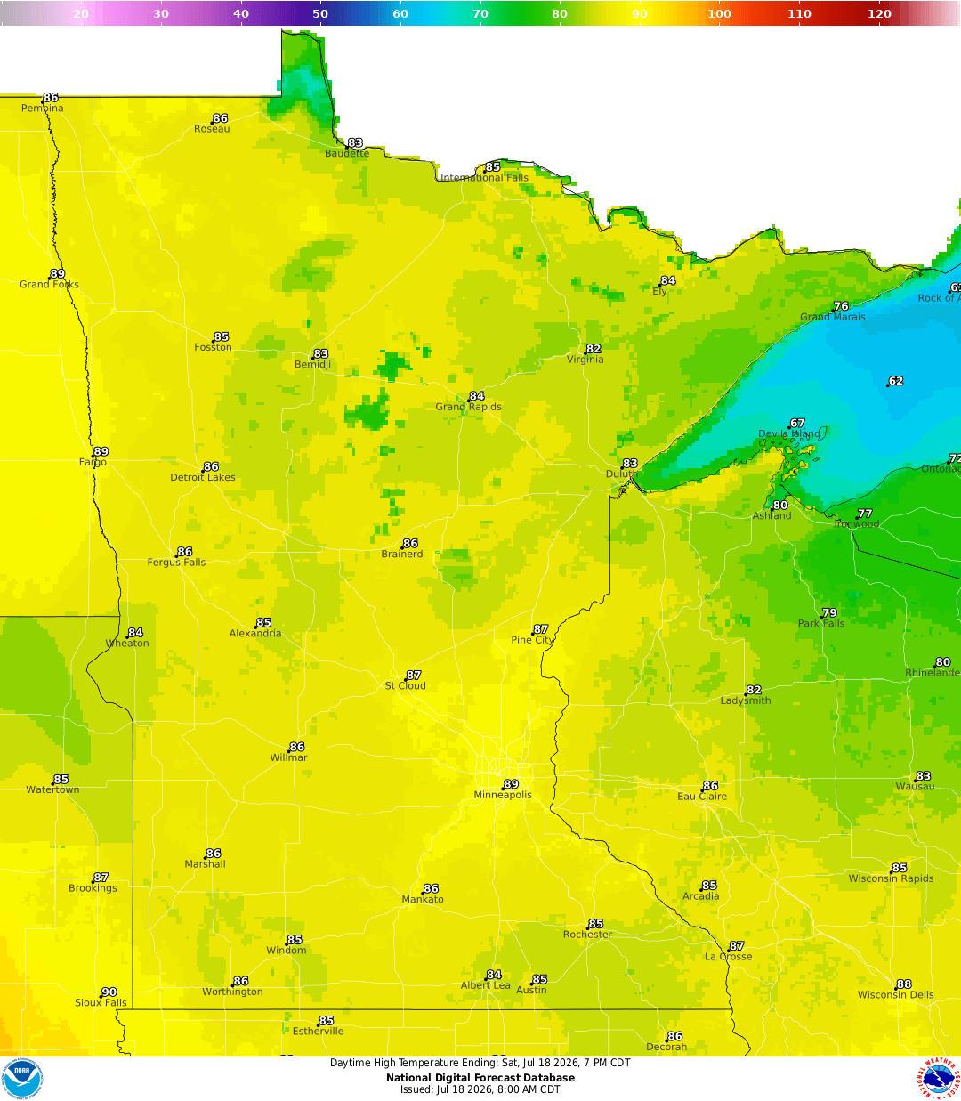 Highs for Saturday