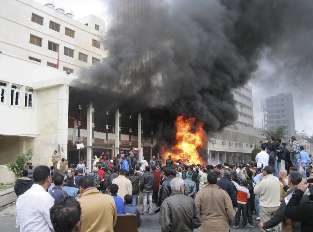 Government headquarters burned