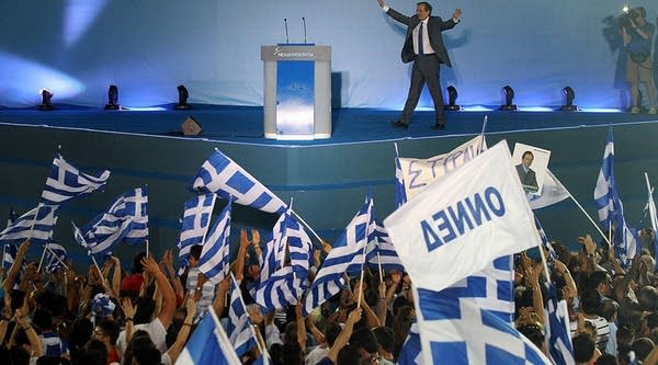 A rally for the New Democracy party in Greece before the elections.