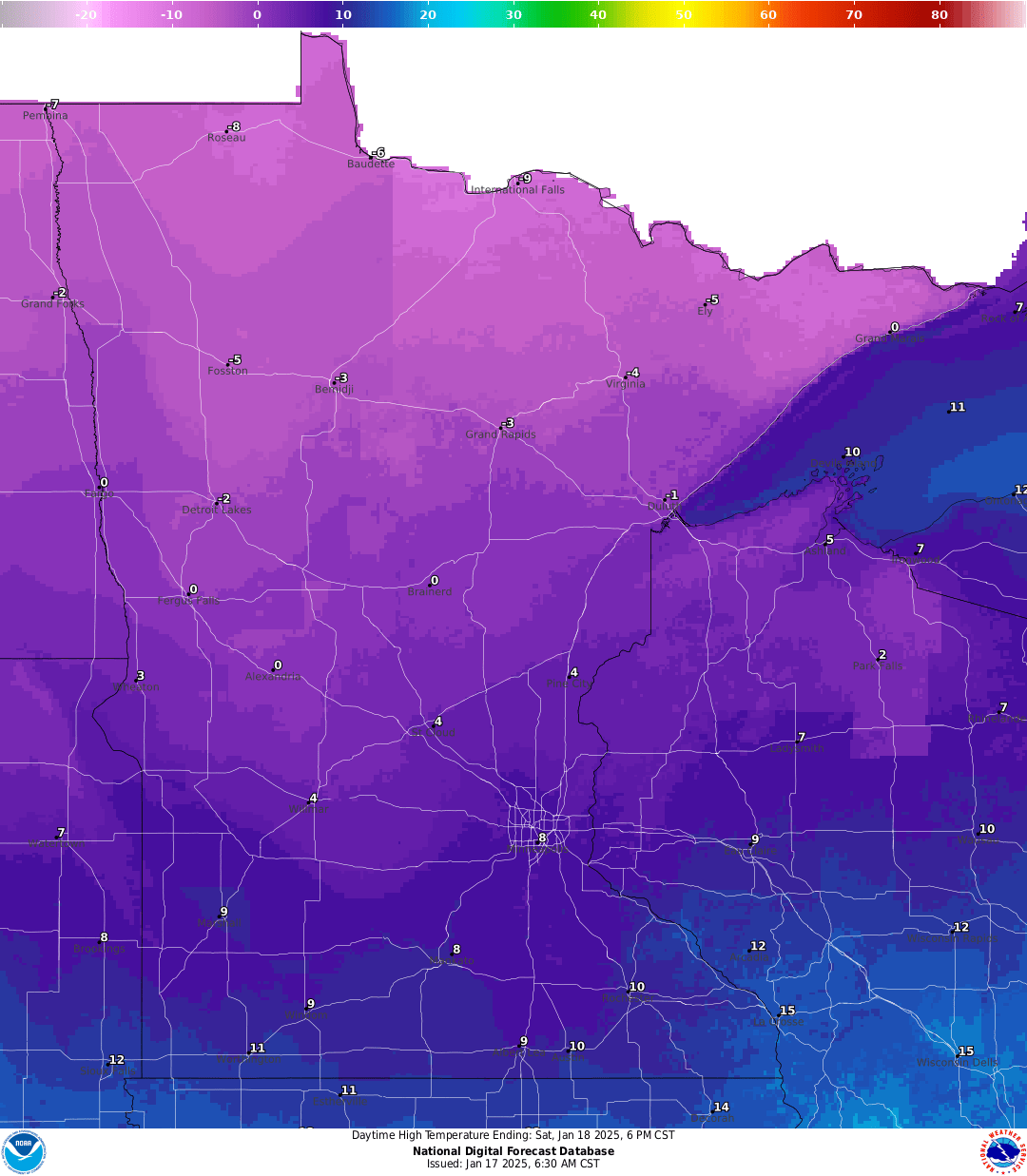 Highs for Saturday