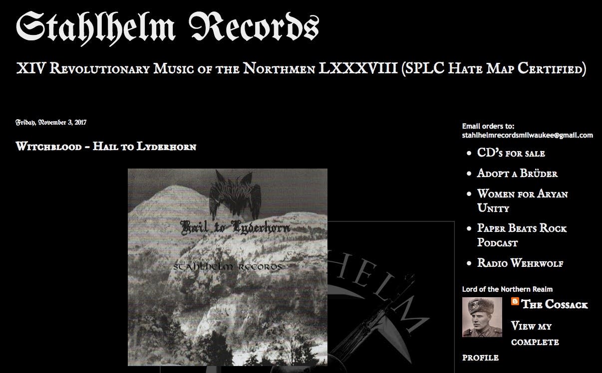 Stahlhelm Records sells 'white power' music.