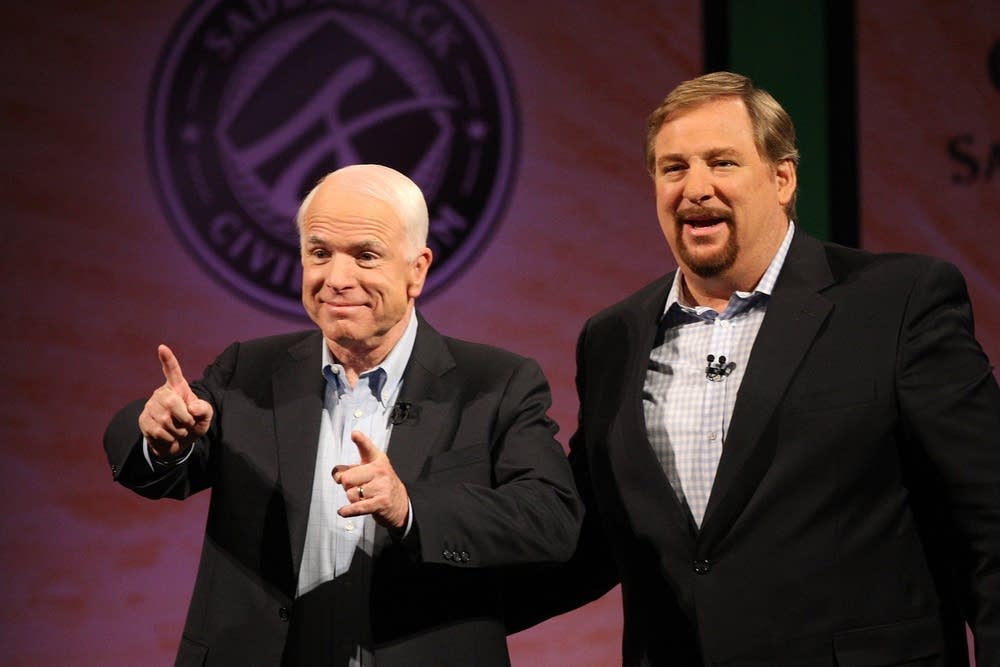 Sen. John McCain, R-Ariz., and pastor Rick Warren