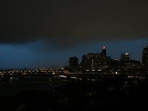 A storm as it moved toward downtown St. Paul