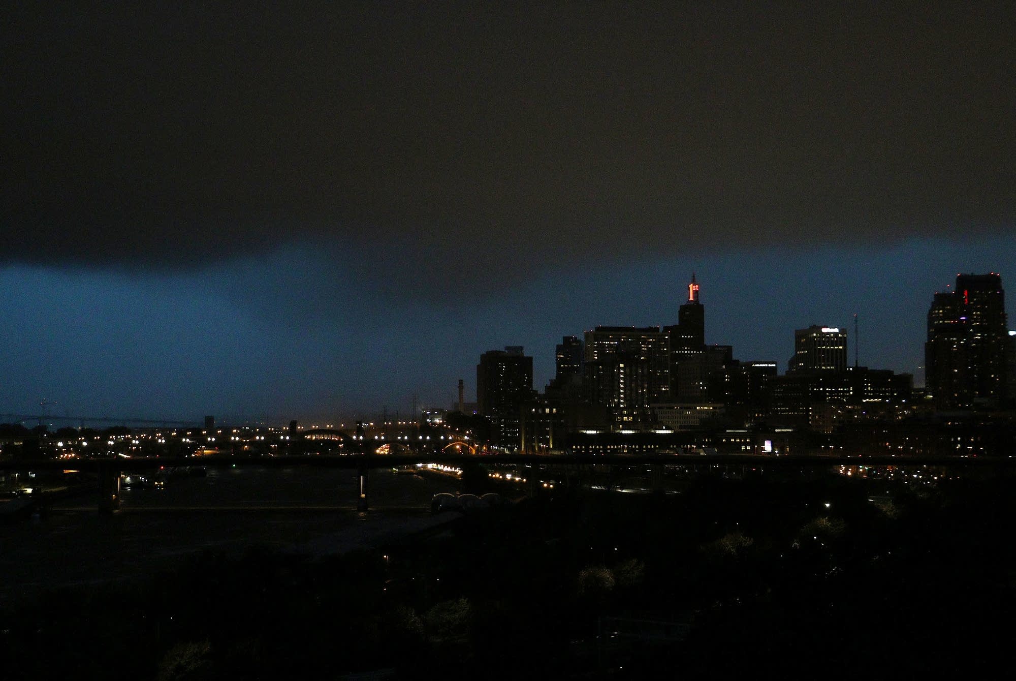 A storm as it moved toward downtown St. Paul