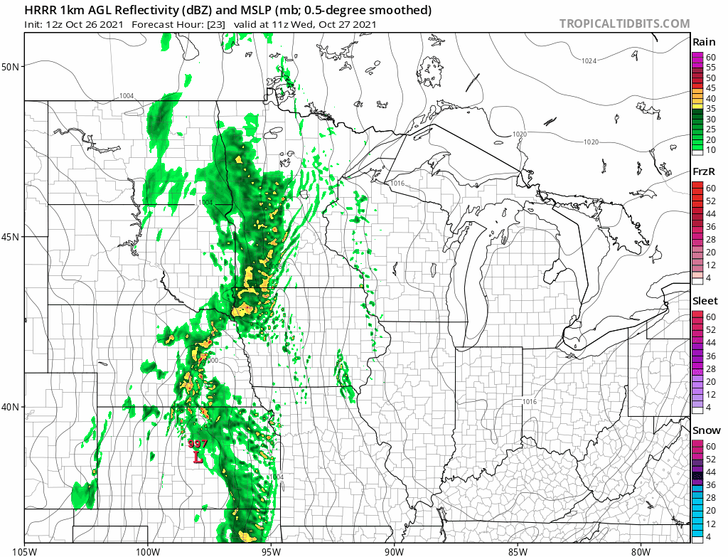 NOAA HRRR model between 6 am Wednesday and 2 am Thursday