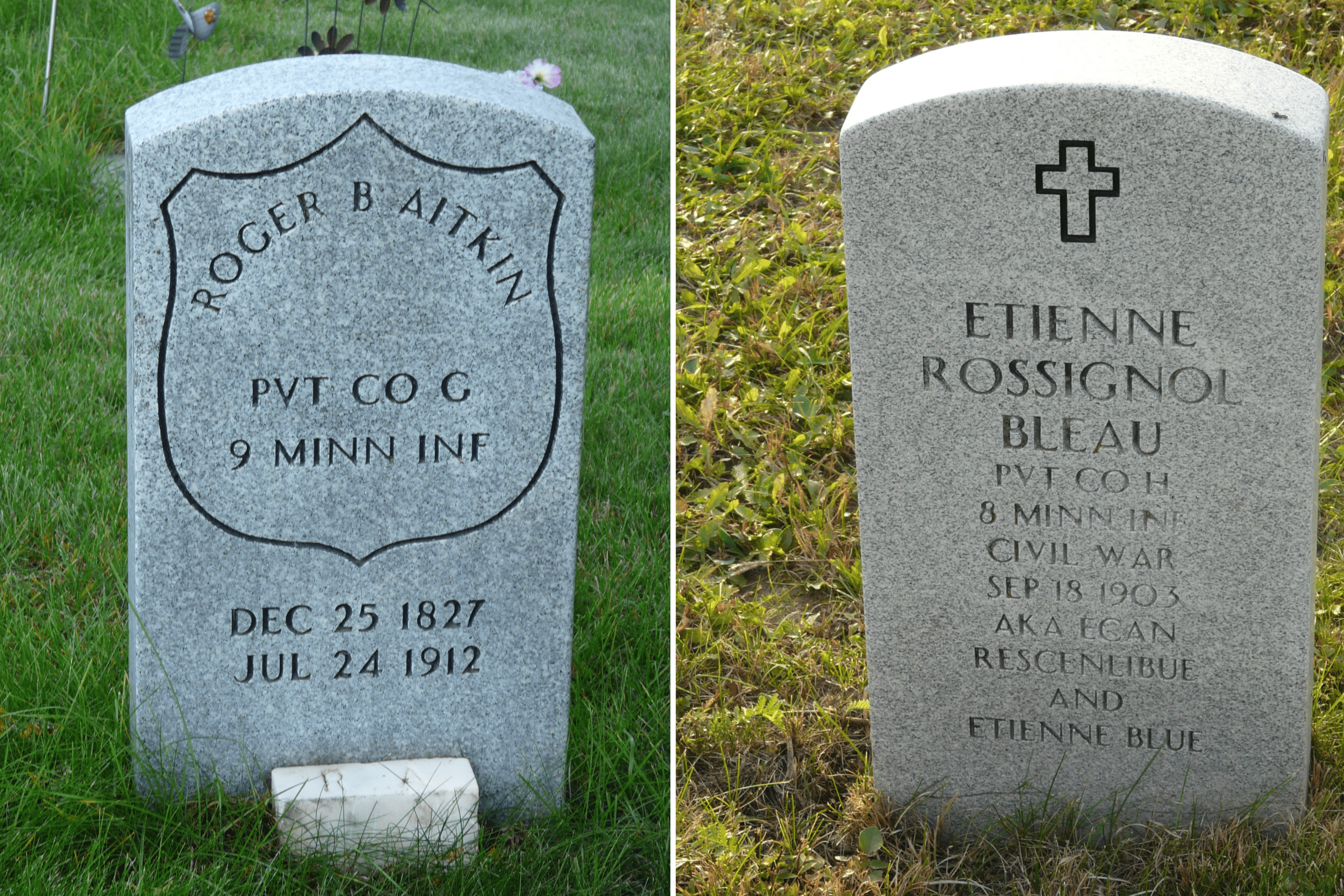 Two headstones by each other 