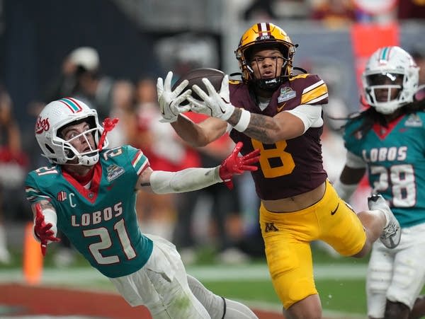 A football player makes a catch