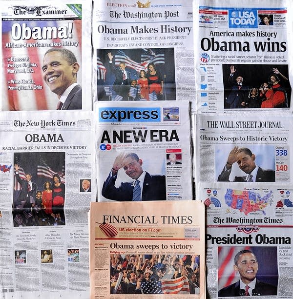 Front pages of newspapers