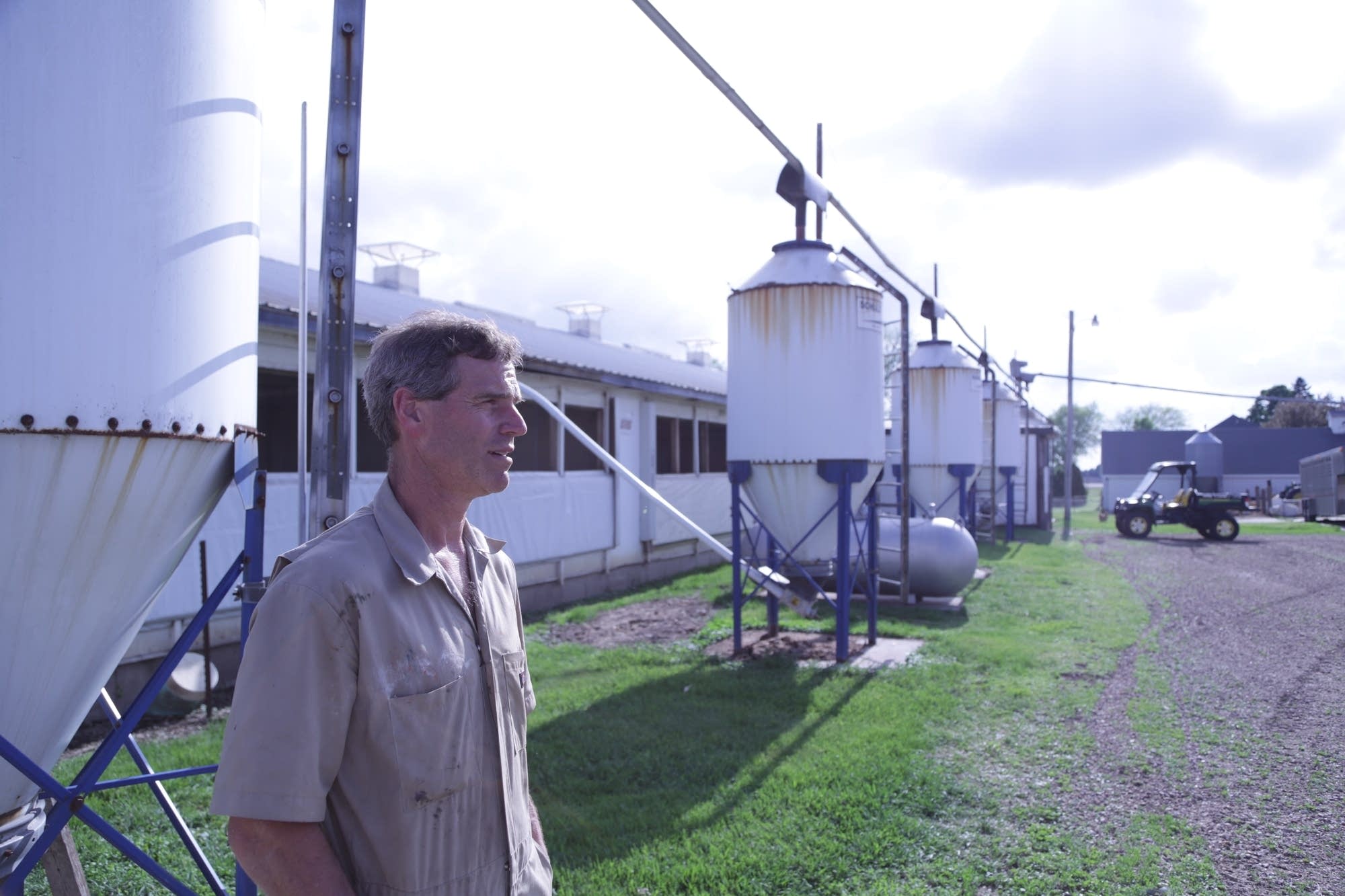 Dale Stevermer stands outside on his hog farm.