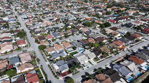 An aerial view of homes in Miami.