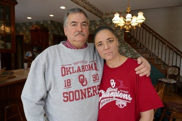 Maggie Nichols' parents Gina and John, in their home