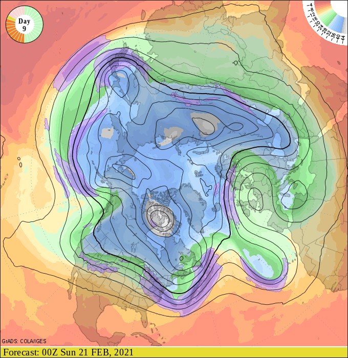Upper air forecast map for 6 pm February 20