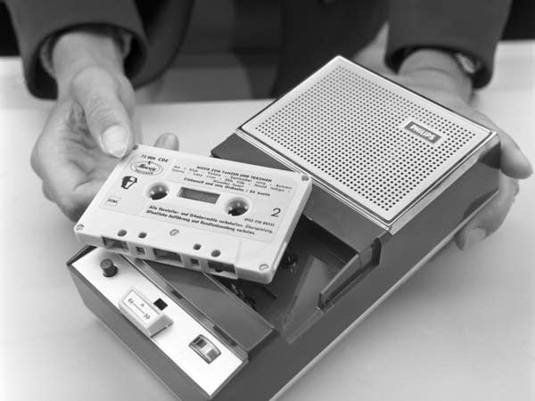 A Philips cassette tape is shown in 1965. Lou Ottens, who lead the invention of the first cassette tape, has died at 94.