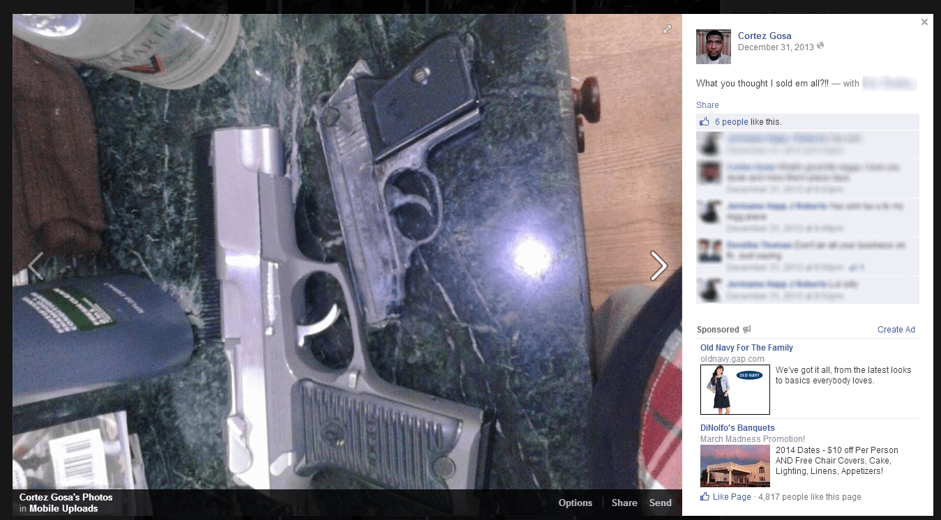 Cortez Gosa posted photos of guns on Facebook.