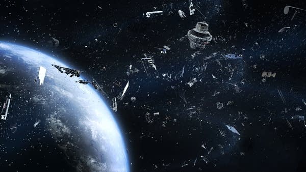 An artist's impression of a galactic trash orbiting Earth. 